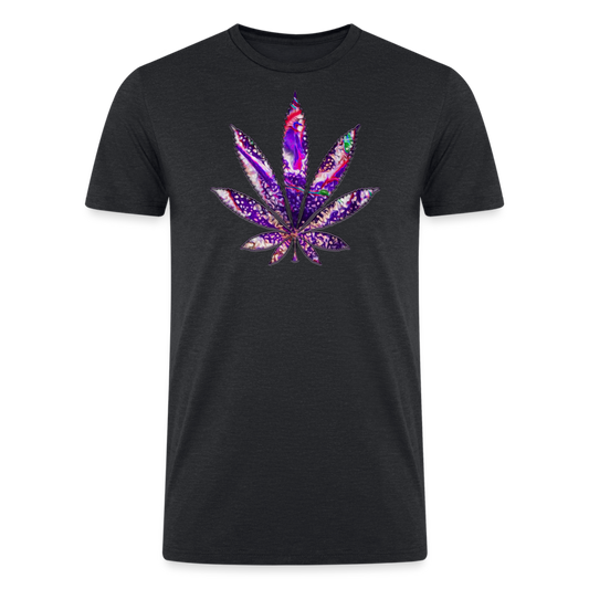 Kaleidoscope Purple Leaf: Organic Tri-Blend Multicolor Cannabis Tee