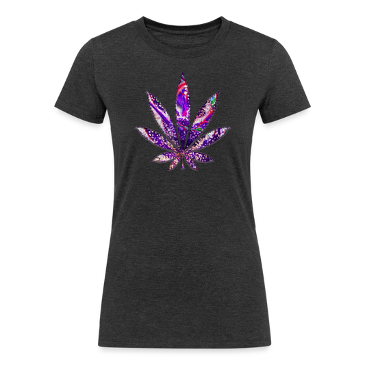 Kaleidoscope Purple Leaf: Organic Tri-Blend Multicolor Cannabis Tee (Women's Fit)